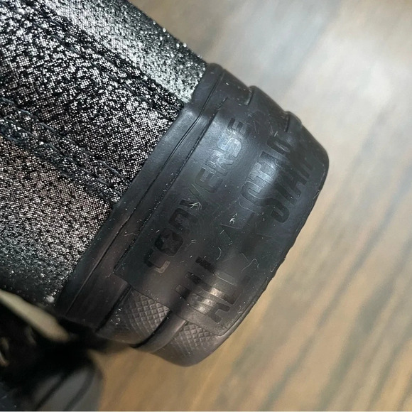 NEW Converse CT All Star Lux Hidden Heel Wedge Silver Sparkle Black 550669C - Picture 9 of 12